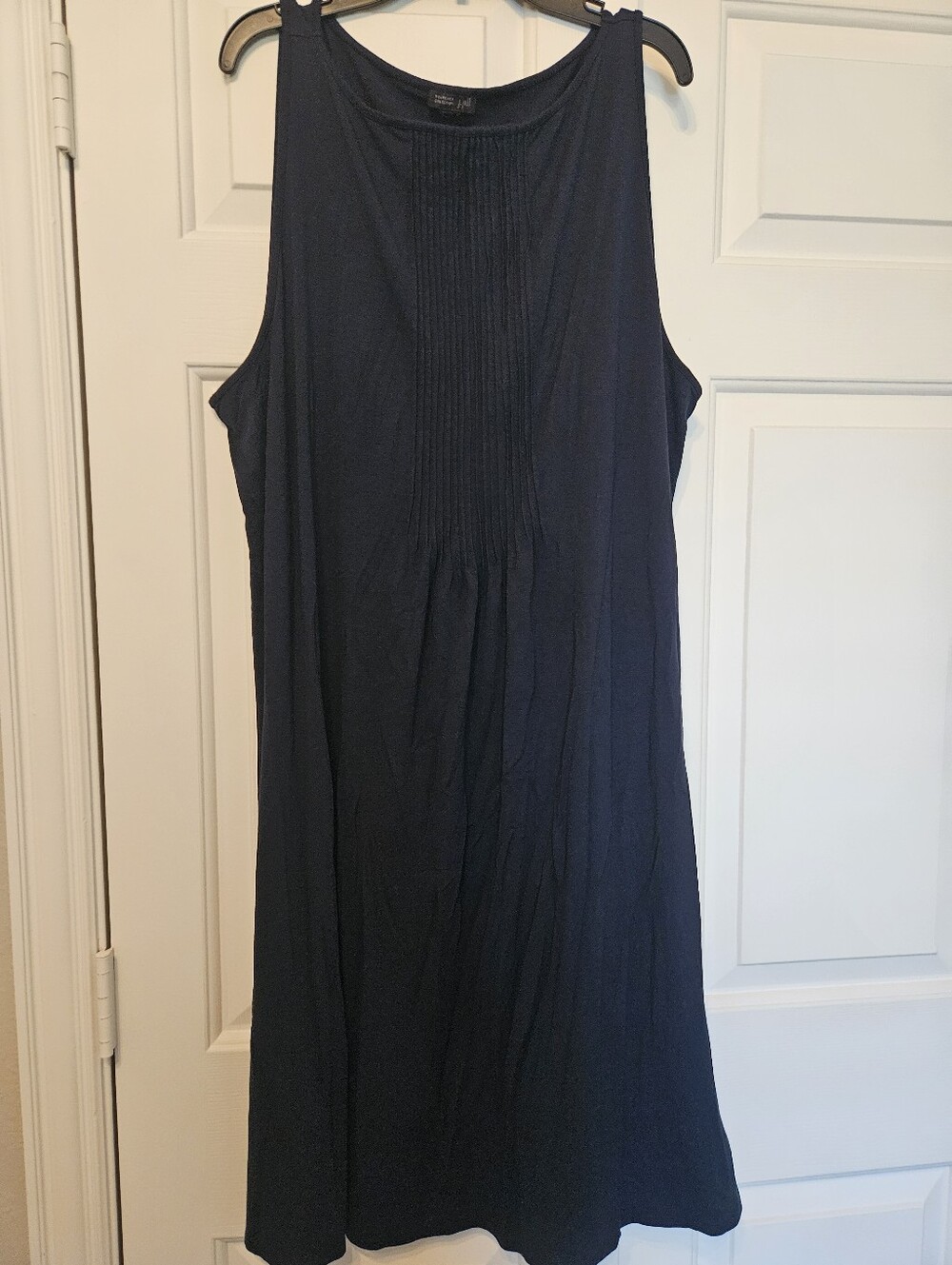 J.Jill Wearever Navy Blue Pintuck Pleated Tank Dress XL Loose Fit Comfort